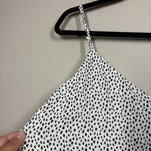 Rails Size Large Aubry Button Down Cami Top White Gray Spotted Spaghetti Straps - Picture 4 of 11